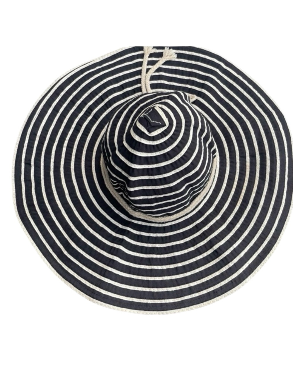 La Vie En Rose Aqua Black/Cream Optical Illusion Floppy Wide Brim Sun Hat